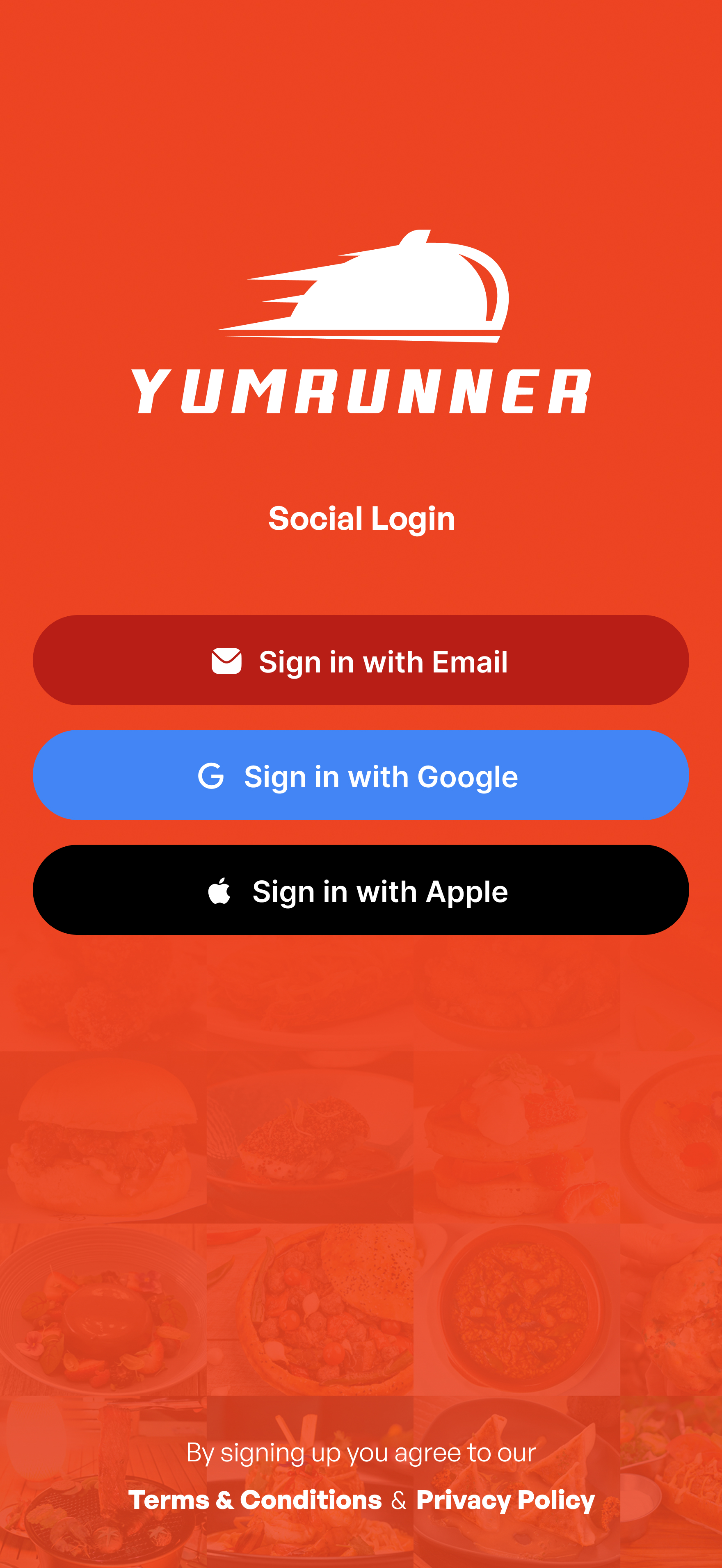 YumRunner App - Social Login